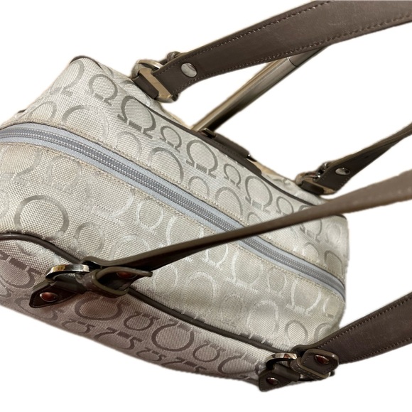 Salvatore Ferragamo AU-21 6841 Gray Signature Logo Canvas Satchel Leather - Picture 5 of 15